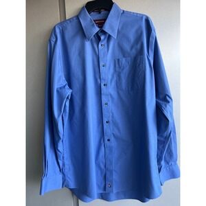 Nordstrom Mens Dress Shirt 16.5 36 Blue Button Front Cotton Long Sleeve